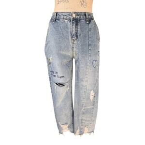 The Room embroidered, distressed denim jeans